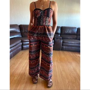 Band of Gypsies Brown Paisley Bustier Jumpsuit . Size M